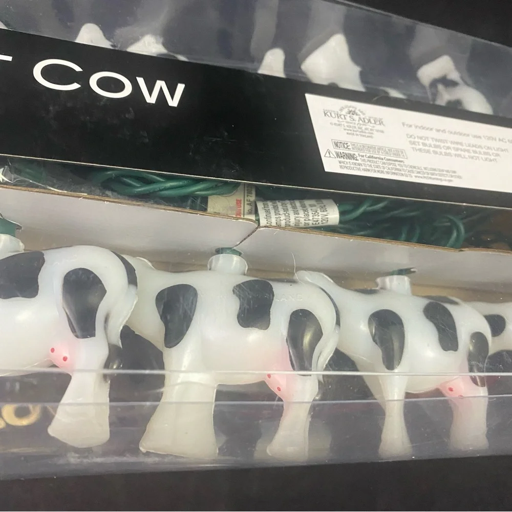 Kurt S. Adler Cow String Light Set Indoor/Outdoor Blowmold 10pc NIB